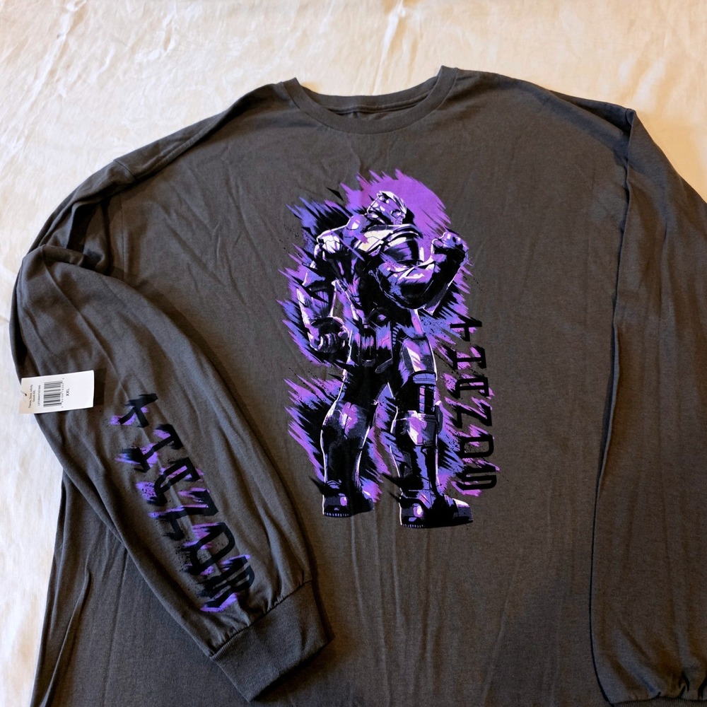 Marvel Avengers Thanos Infinity Gauntlet Long Sleeve Shirt Gray Purple XXL